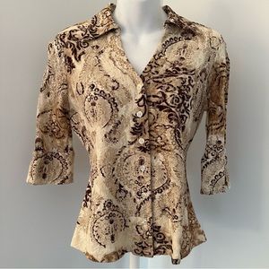 INC Lacy 3/4 Sleeve Buttondown Y2K Blouse